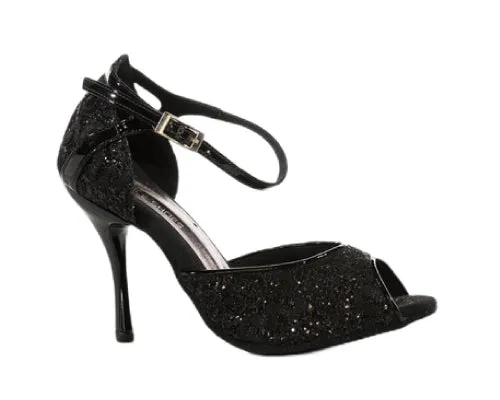 721 / 706 Zapatos de baile en purpurina negra