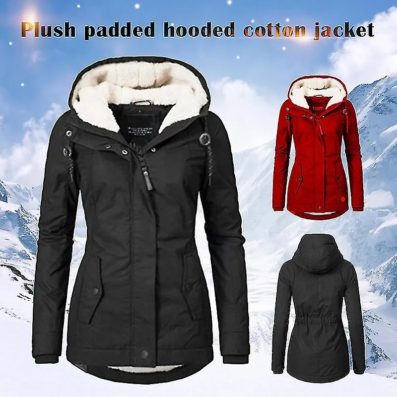 ABRIGO DE INVIERNO CON CAPUCHA CáLIDO IMPERMEABLE ABRIGO DE ALGODóN FORRADO DE VELLóN GRUESO PARA MUJERYUJIA