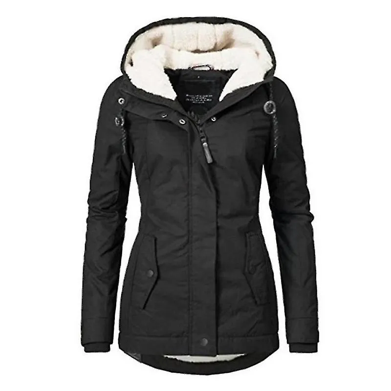 ABRIGO DE INVIERNO CON CAPUCHA CáLIDO IMPERMEABLE ABRIGO DE ALGODóN FORRADO DE VELLóN GRUESO PARA MUJERYUJIA