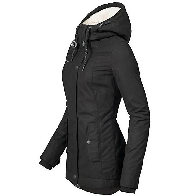 ABRIGO DE INVIERNO CON CAPUCHA CáLIDO IMPERMEABLE ABRIGO DE ALGODóN FORRADO DE VELLóN GRUESO PARA MUJERYUJIA