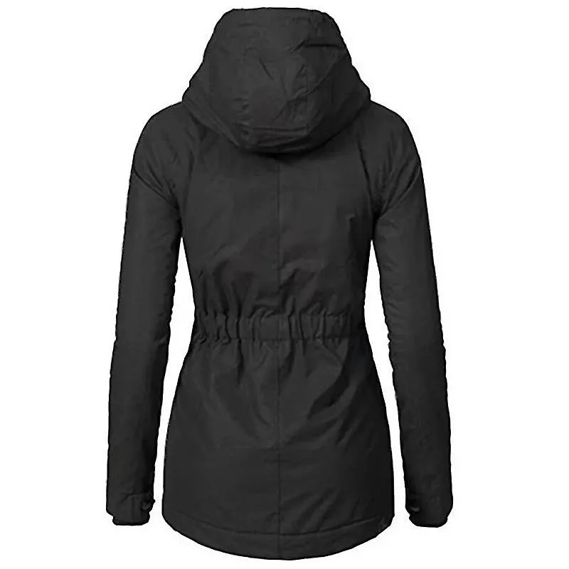 ABRIGO DE INVIERNO CON CAPUCHA CáLIDO IMPERMEABLE ABRIGO DE ALGODóN FORRADO DE VELLóN GRUESO PARA MUJERYUJIA