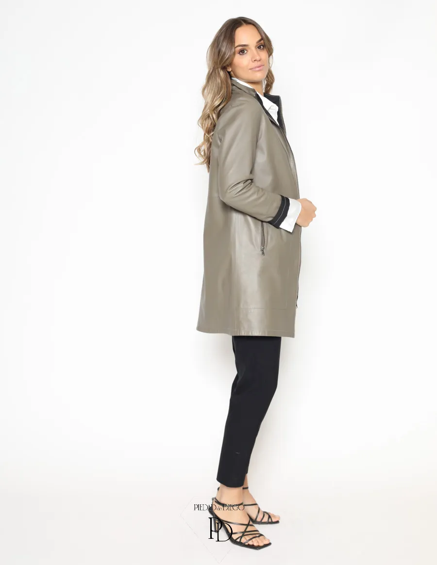 Abrigo de Piel Mujer Reversible Cuero/Gabardina – Paki