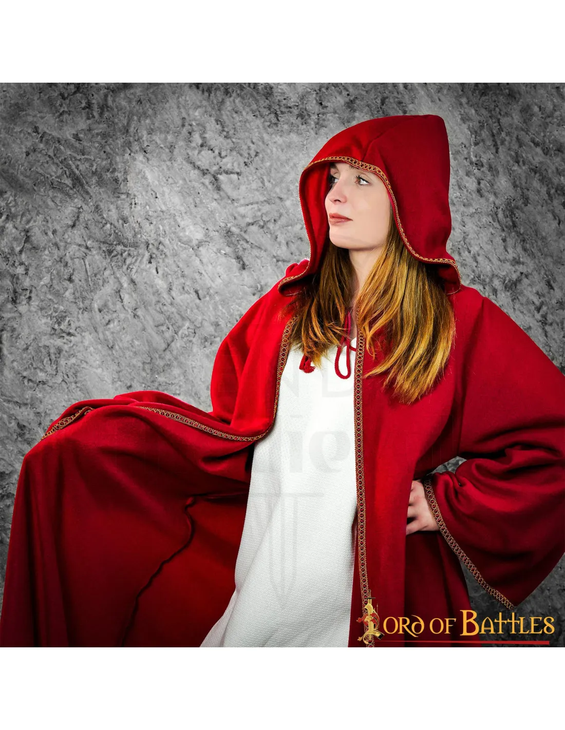 Abrigo largo tipo capa mujer modelo manga, rojo