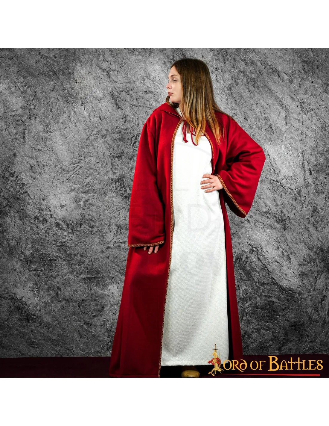 Abrigo largo tipo capa mujer modelo manga, rojo