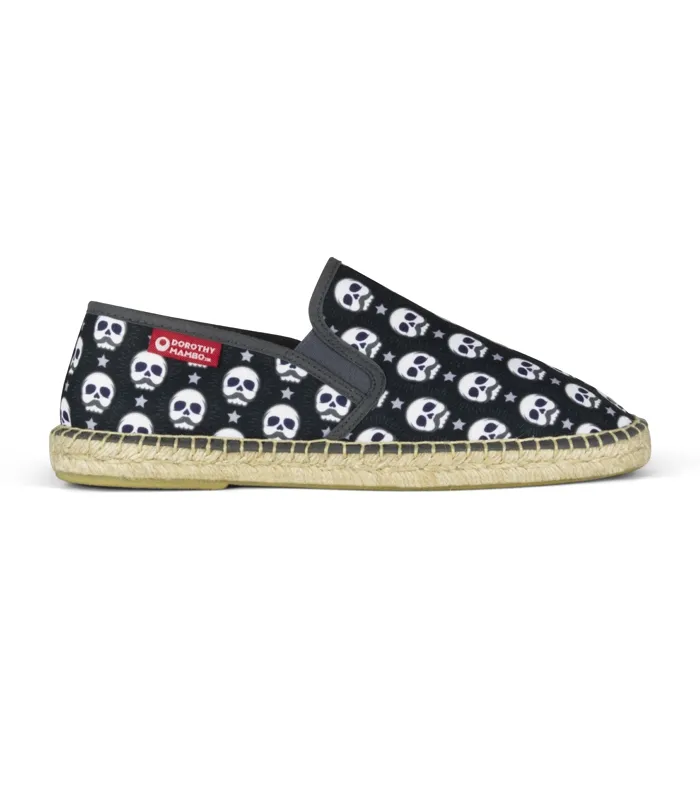 Alpargatas mocasín de yute para hombre MUSTACHE SKULL
