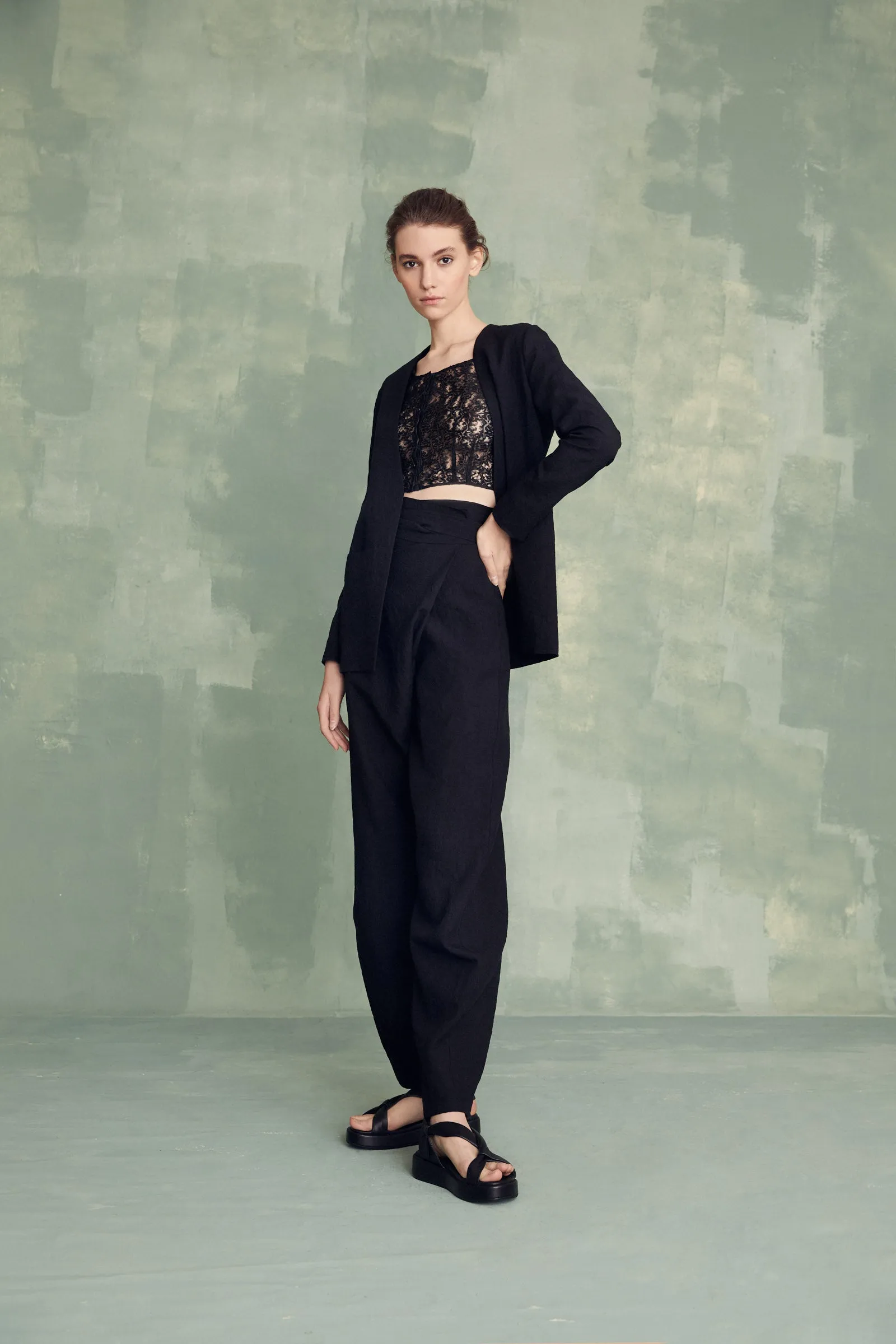 Arce, ecru linen and viscose pants