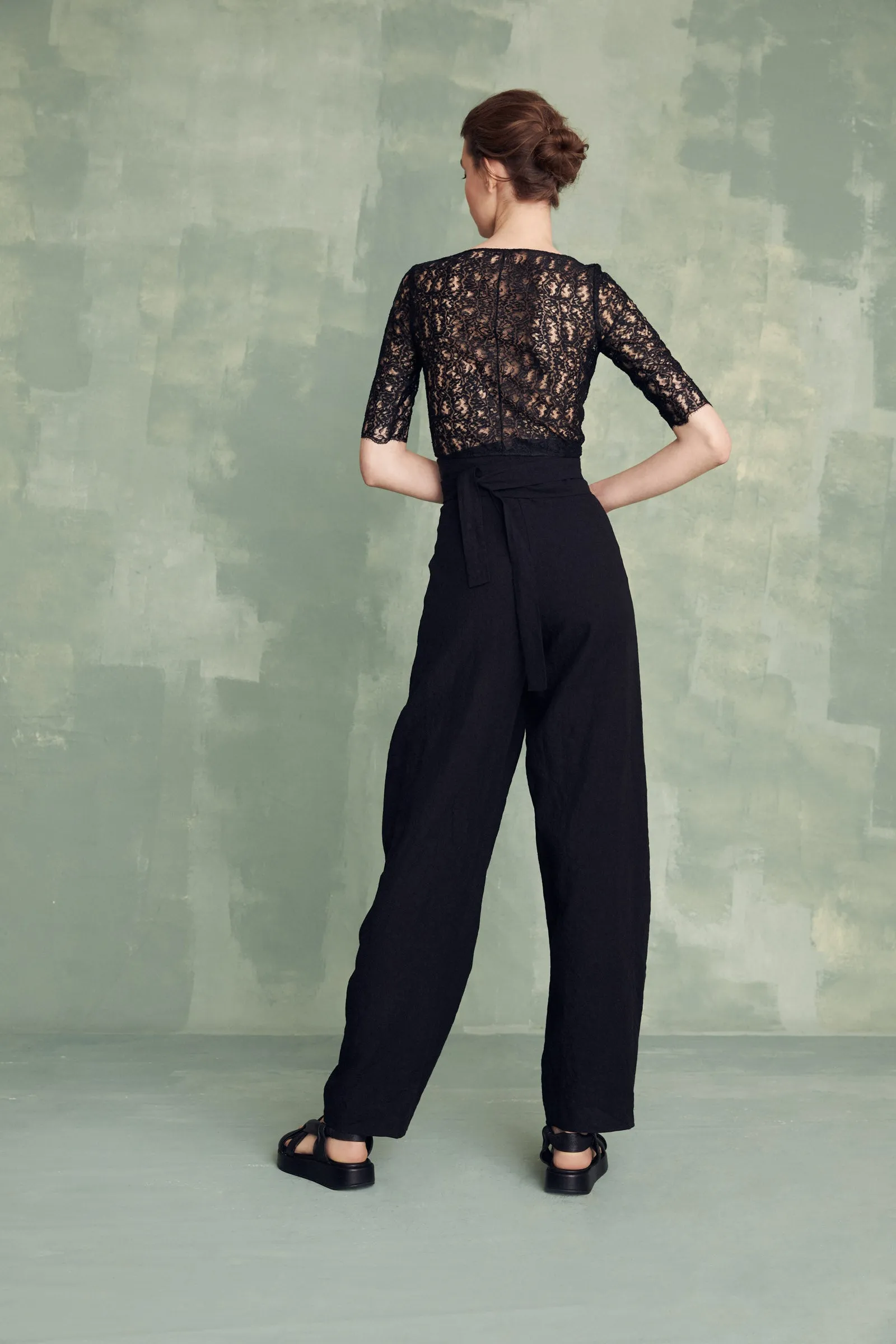 Arce, ecru linen and viscose pants