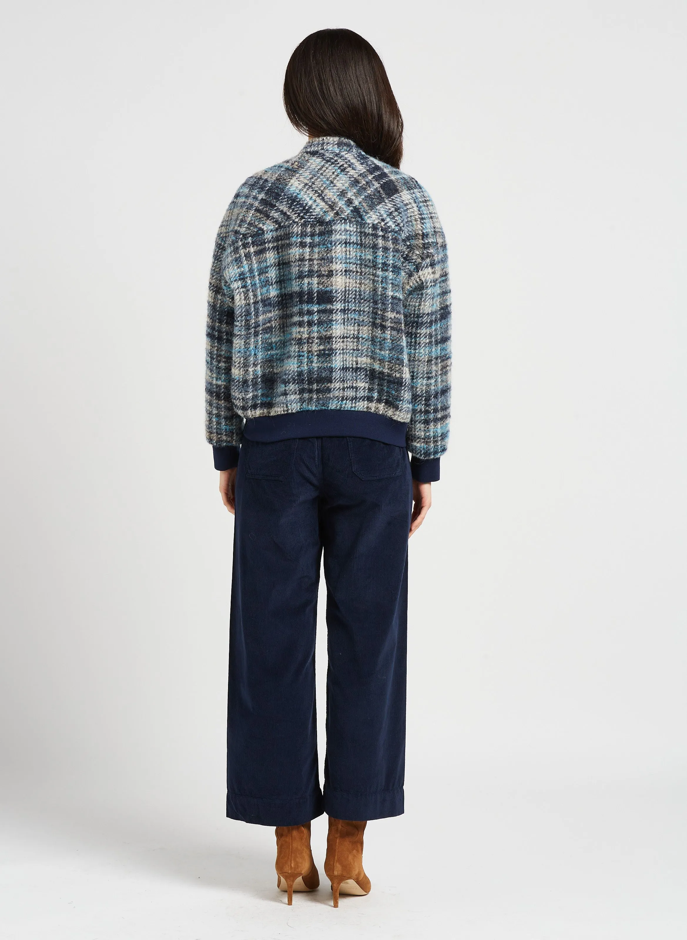 BERENICE JAKARTA  PANTALóN ANCHO DE MEZCLA DE ALGODóN DE TALLE ALTO EN AZUL