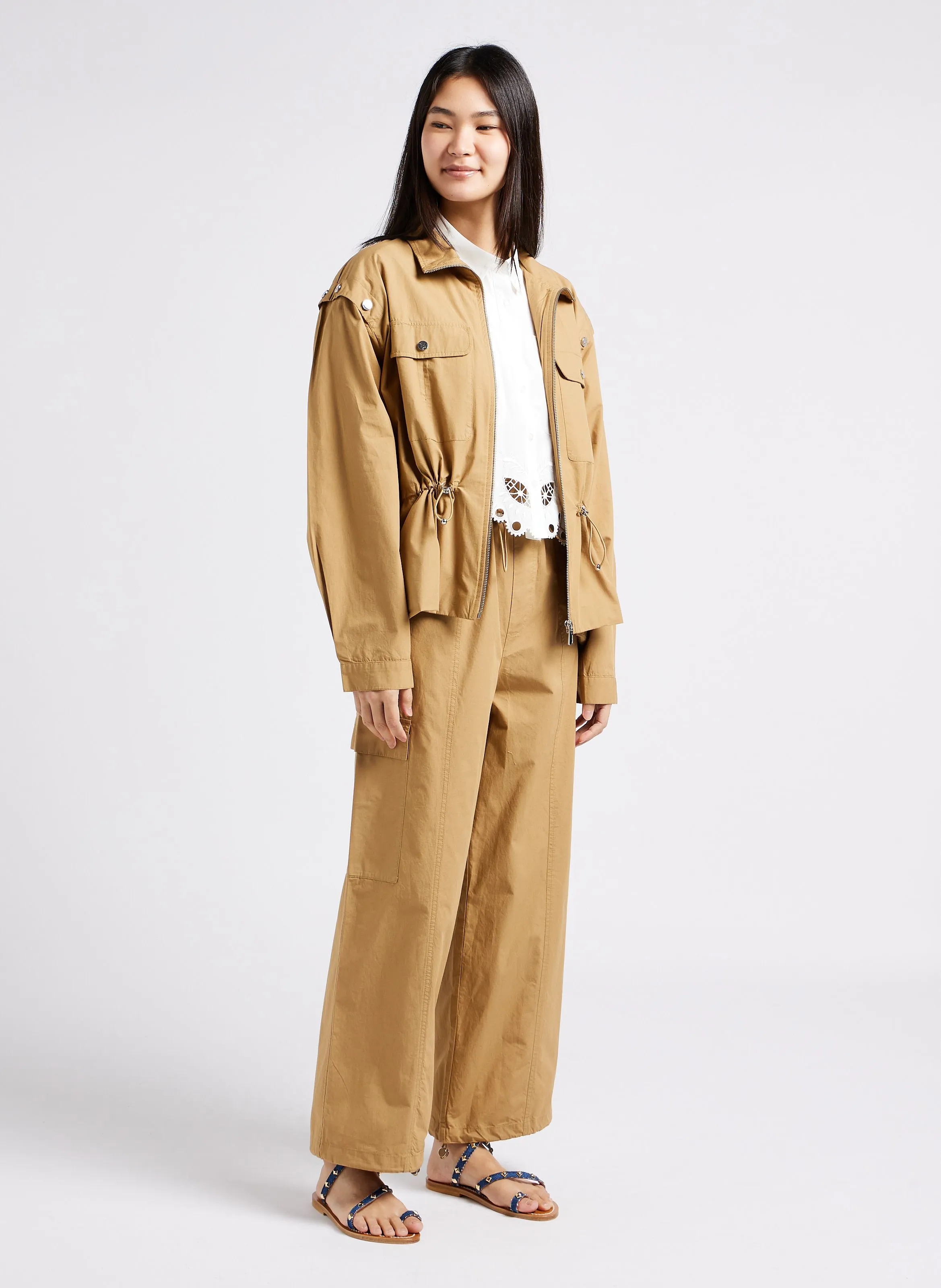 BERENICE PAULINE  PANTALóN CARGO DE ALGODóN EN BEIGE