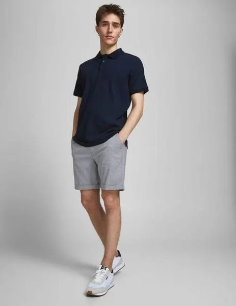 Bermuda azul de cuadritos estilo chino de Jack Jones