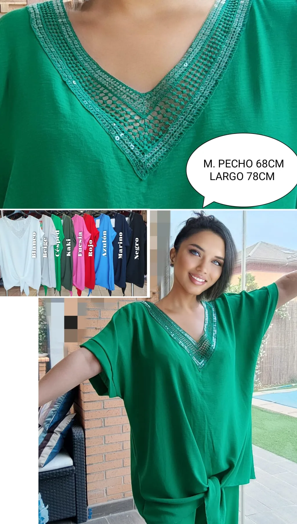 Blusa Brillos mujer Talla Grande