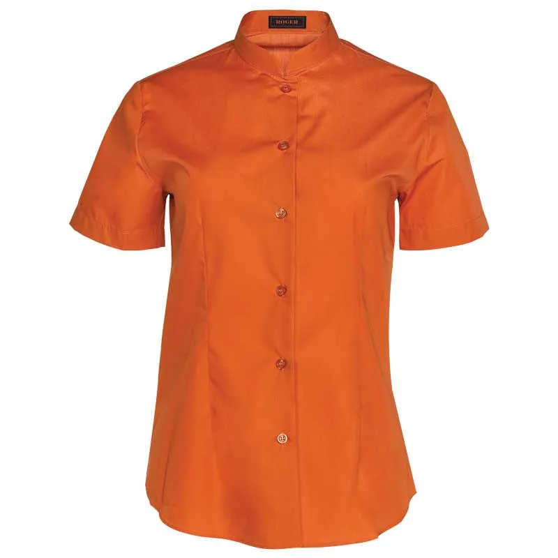 BLUSA DE MUJER EN COLOR CALDERA DE MANGA CORTA Y CUELLO MAO YUAN  ROGER