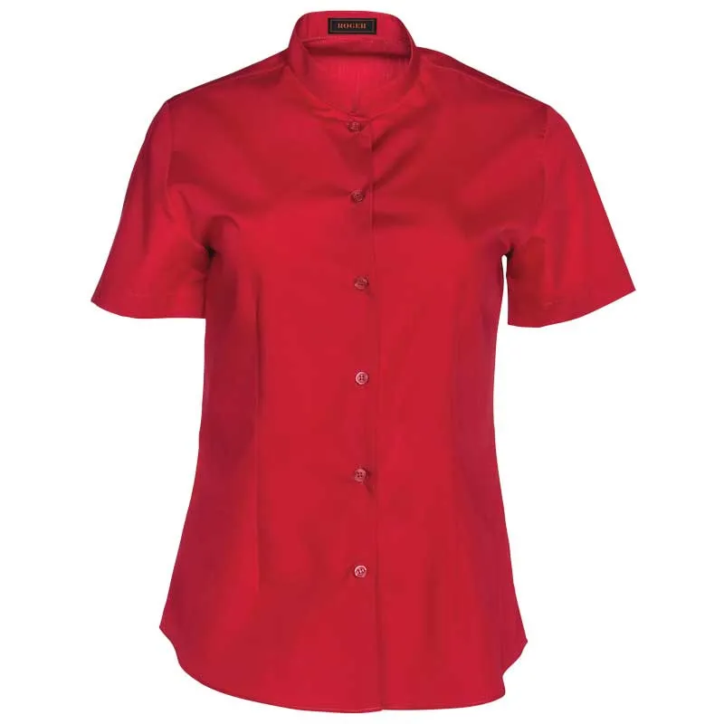 BLUSA DE MUJER GRANATE CUELLO MAO DE MANGA CORTA YUAN  ROGER