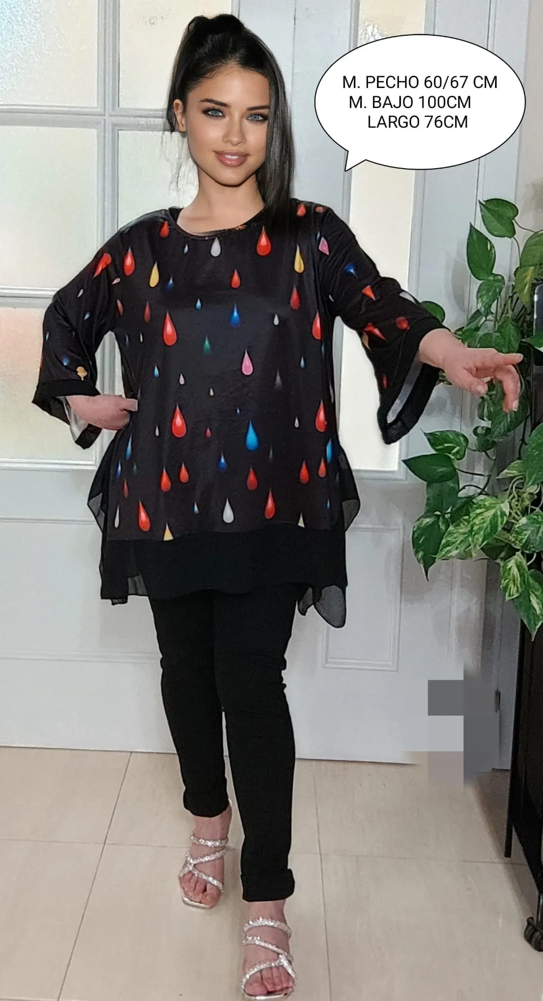 Blusa Gotas Con Gasa Talla Grande