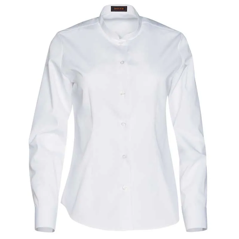 BLUSA HOSTELERíA BLANCA DE MUJER CUELLO MAO Y MANGA LARGA YUAN  ROGER