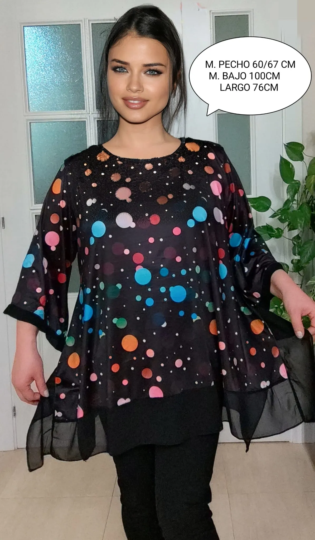 Blusa Lunares Mujer Talla Grande