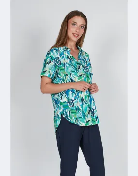 Blusa mujer manga corta estampado plantas verdes