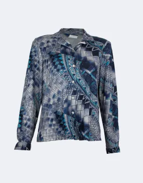 Blusa mujer manga larga punto fino estampado geométrico abstracto