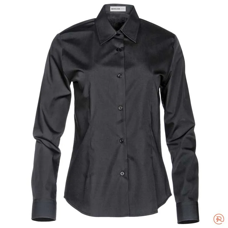 BLUSA NEGRA MANGA LARGA SIN BOLSILLOS DELON  ROGER