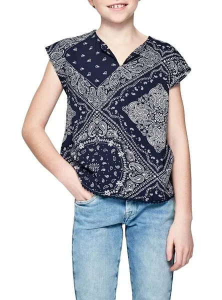 blusa pepe jeans celia azul para niña