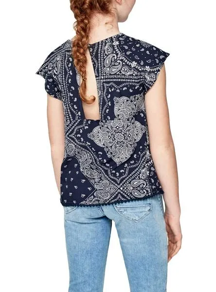 blusa pepe jeans celia azul para niña