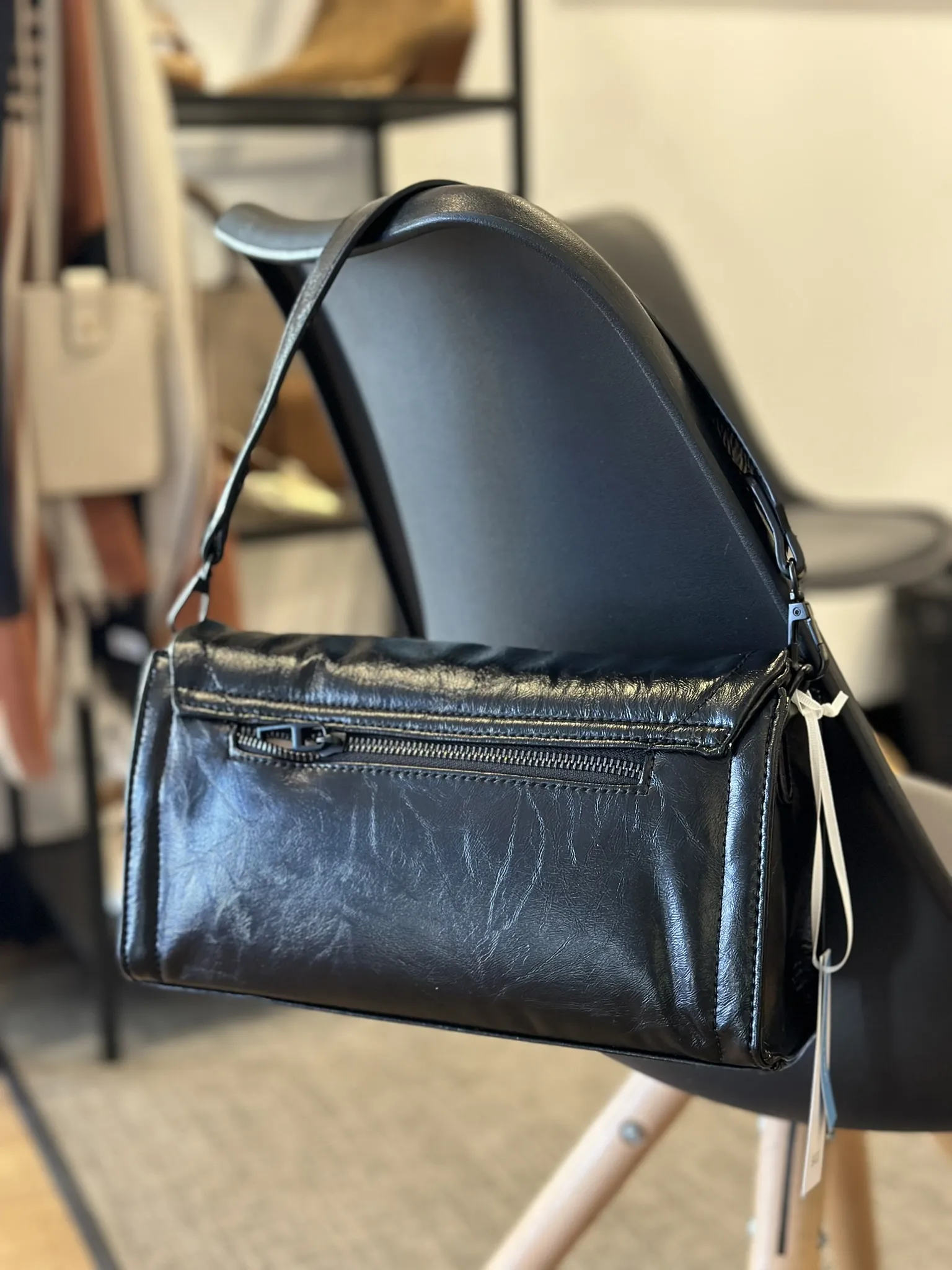 Bolso Bandolera Solapa Acolchado Don Algodón Negro