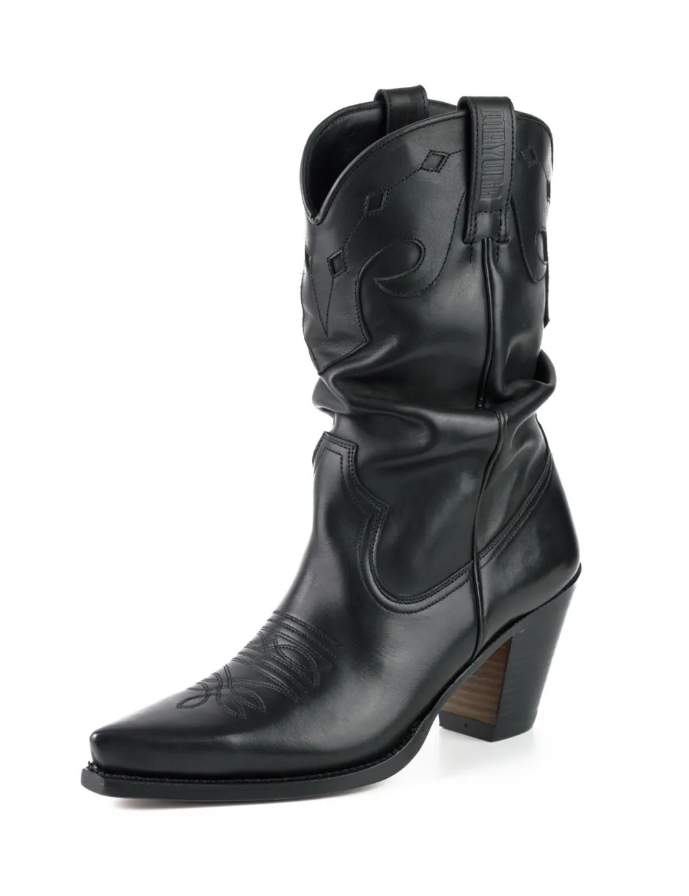 Bota cowboy piel camel mujer

