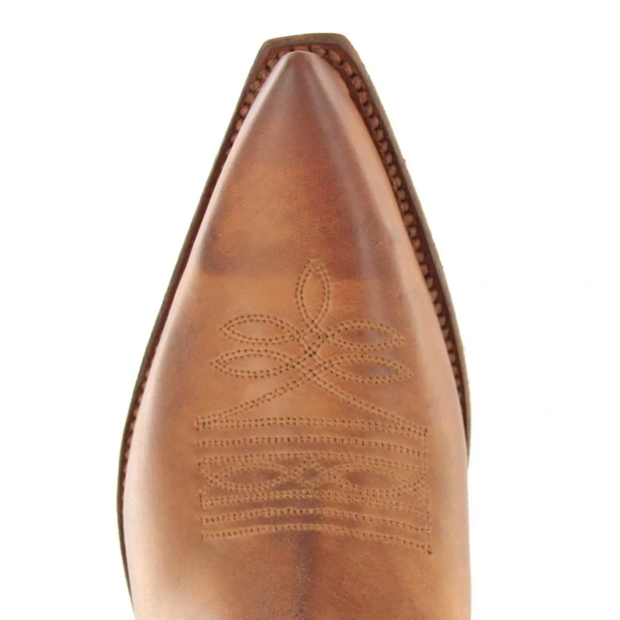 Bota cowboy piel camel mujer
