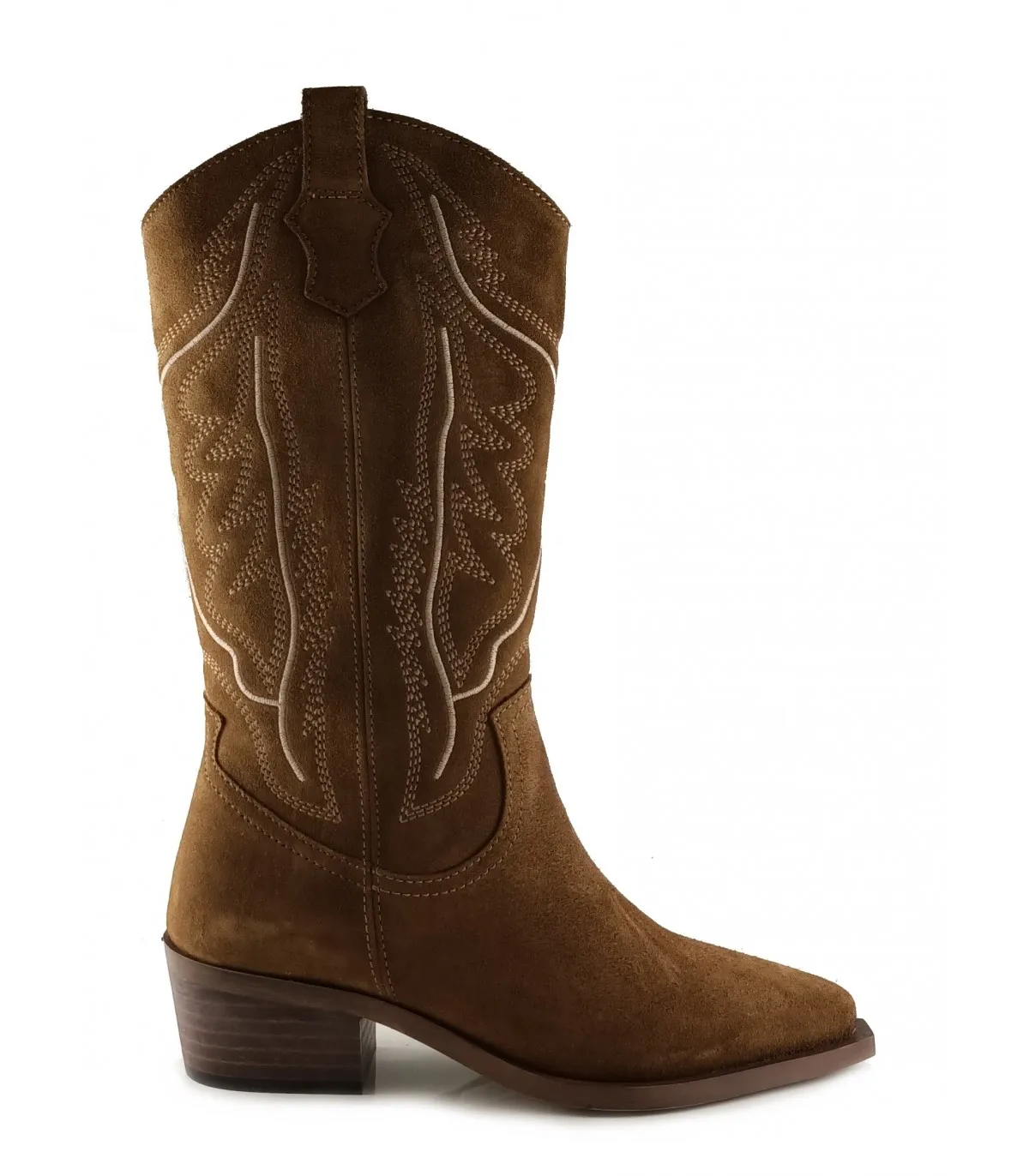 Bota de mujer en serraje color tabaco
