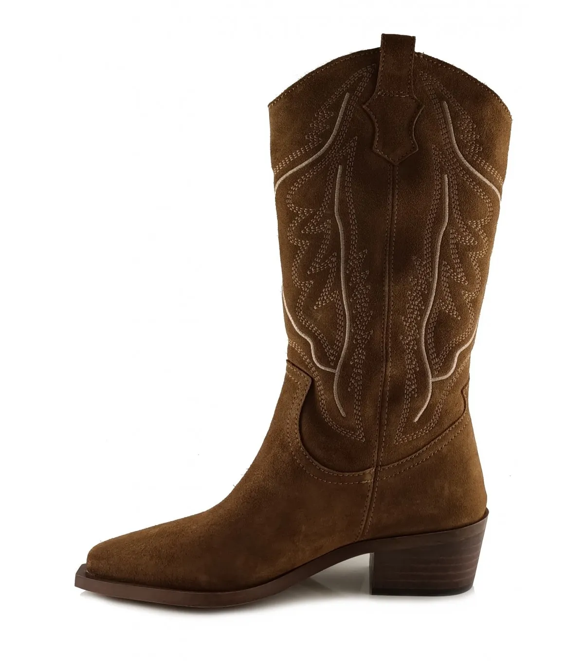 Bota de mujer en serraje color tabaco