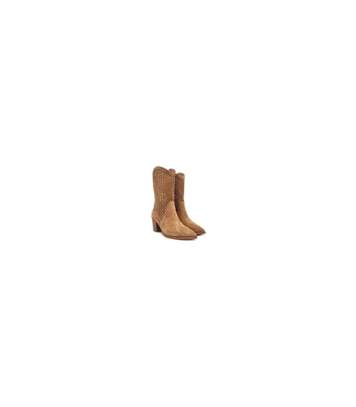 Bota de tacón en serraje cuero