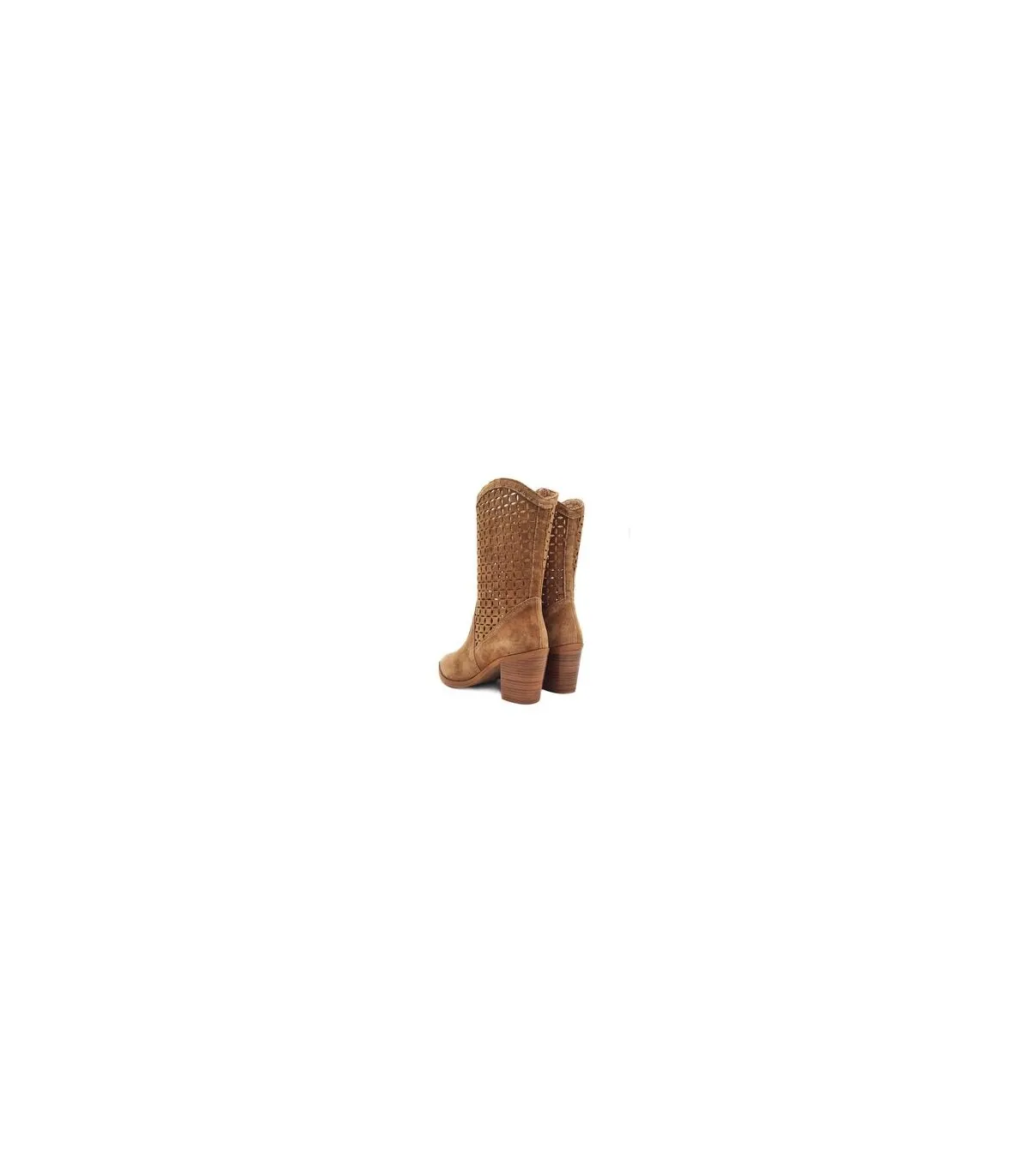 Bota de tacón en serraje cuero