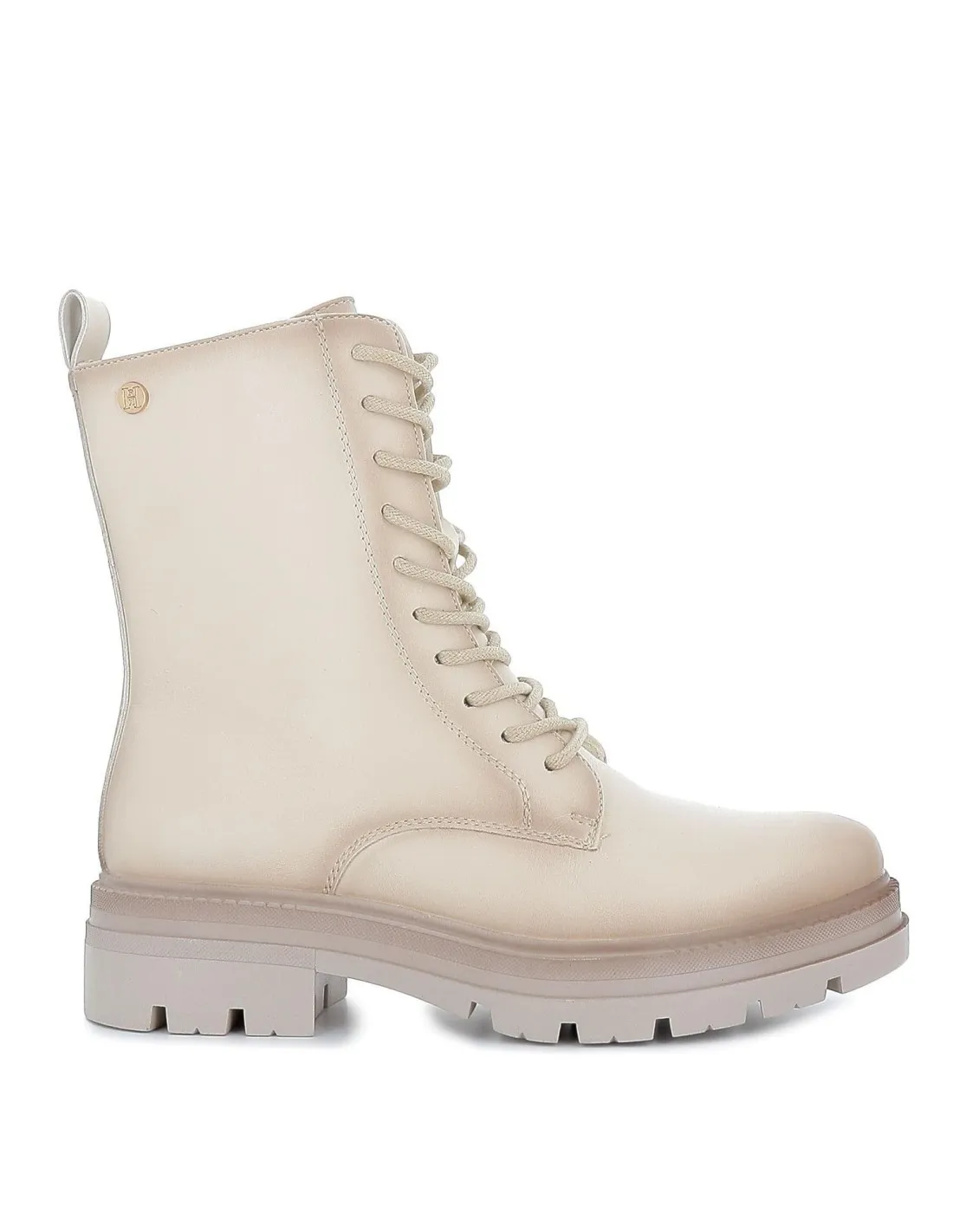 Bota militar blanca cordones para mujer HISPAFLEX