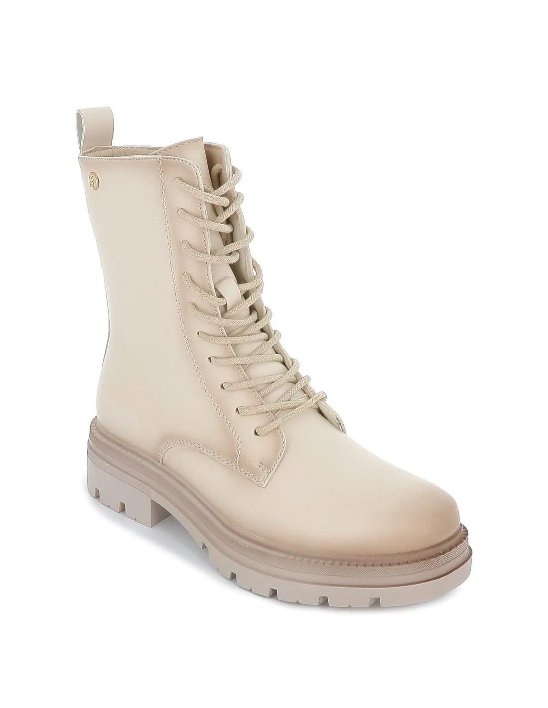 Bota militar blanca cordones para mujer HISPAFLEX