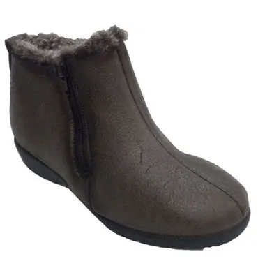 Bota mujer media caña cremallera lateral y elástico Doctor Cutillas en taupe
