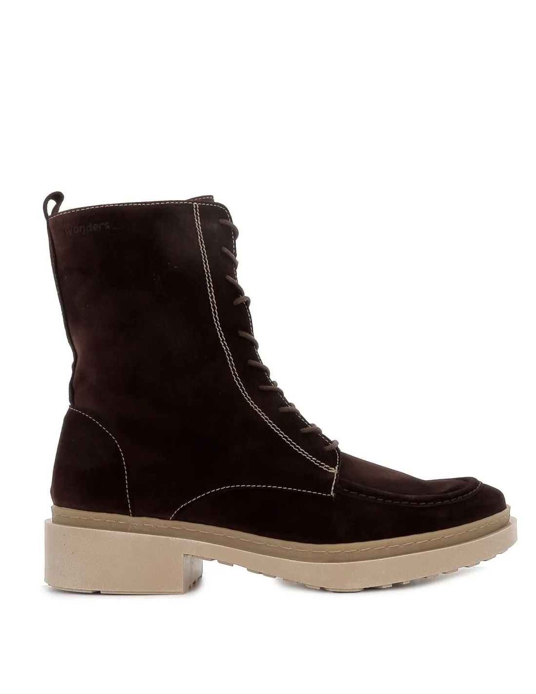 Bota plantilla acolchada cordones piel mujer marrón Wonders
