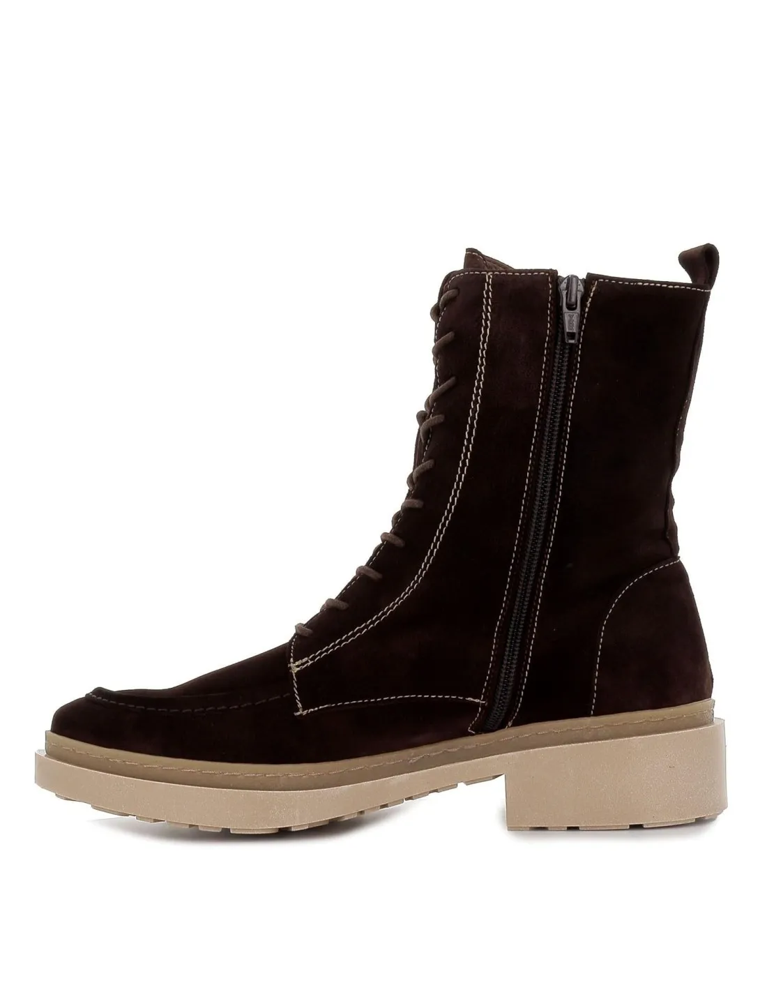 Bota plantilla acolchada cordones piel mujer marrón Wonders