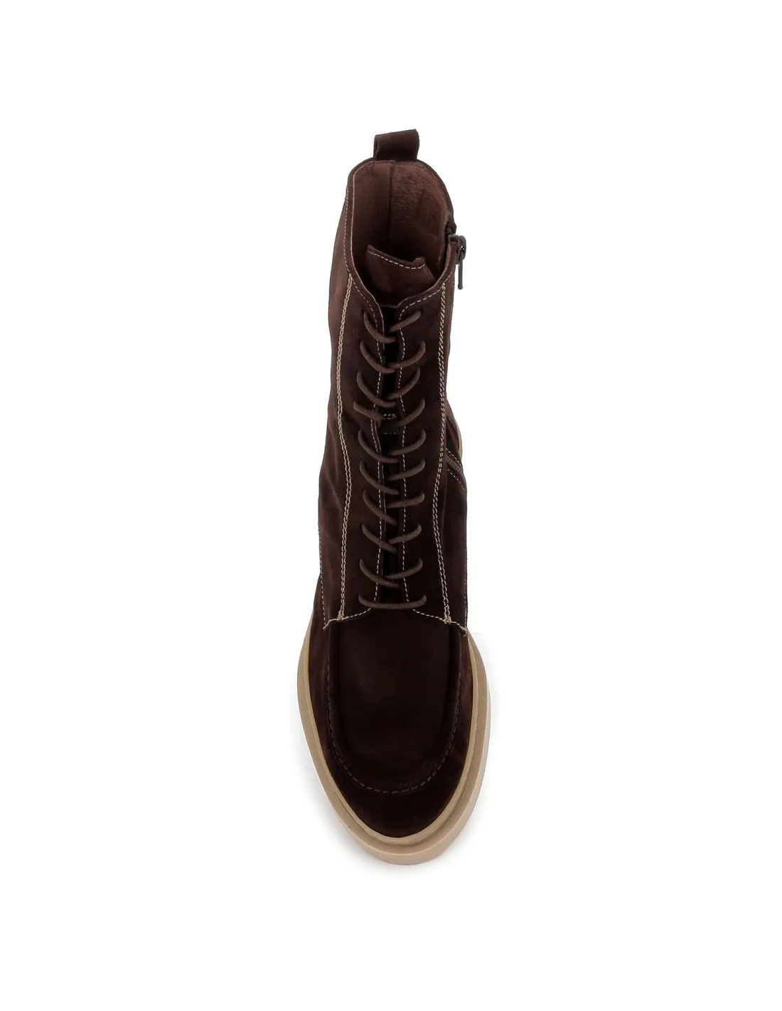 Bota plantilla acolchada cordones piel mujer marrón Wonders