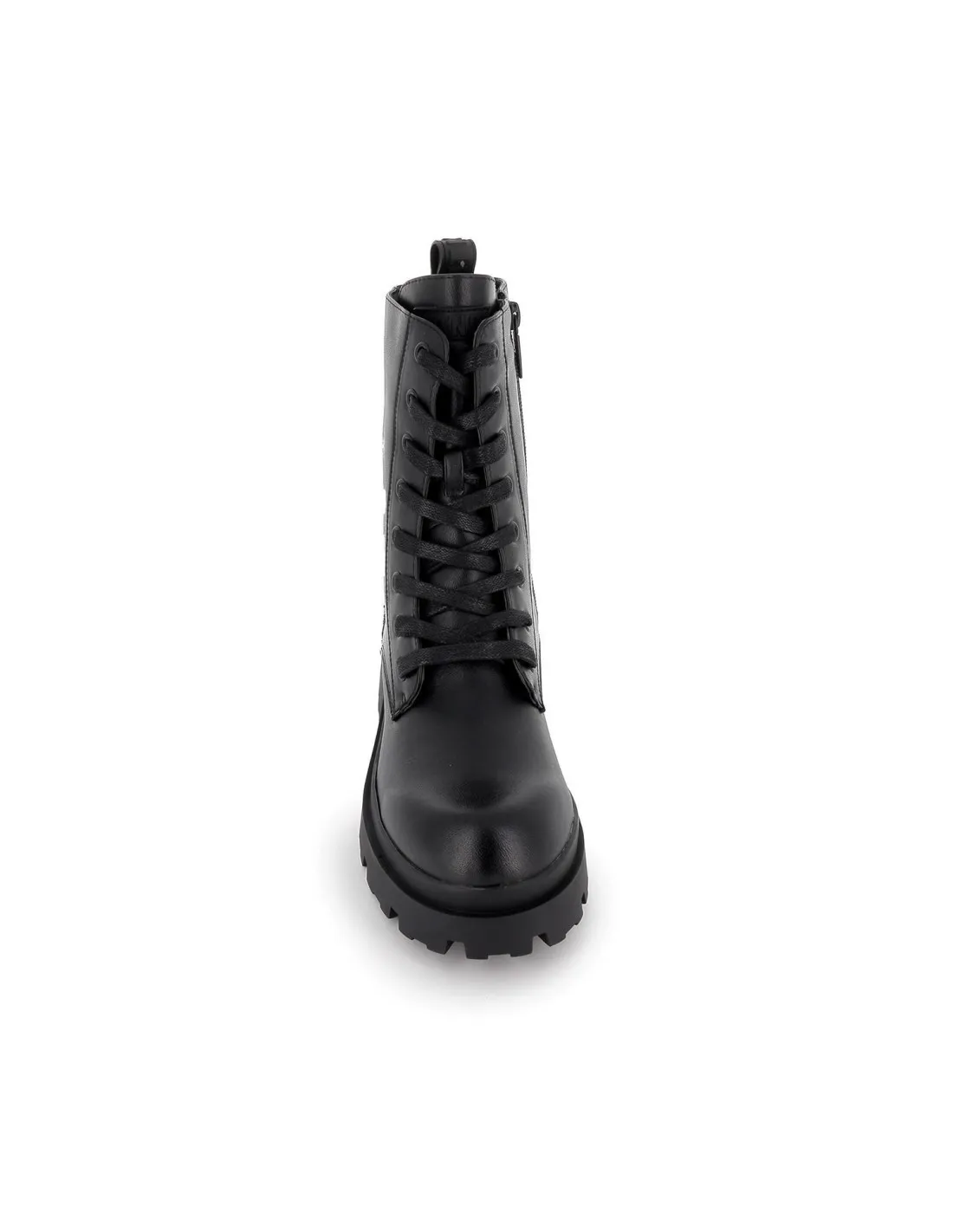 Bota tipo militar cordones y cremallera negro para mujer Mustang