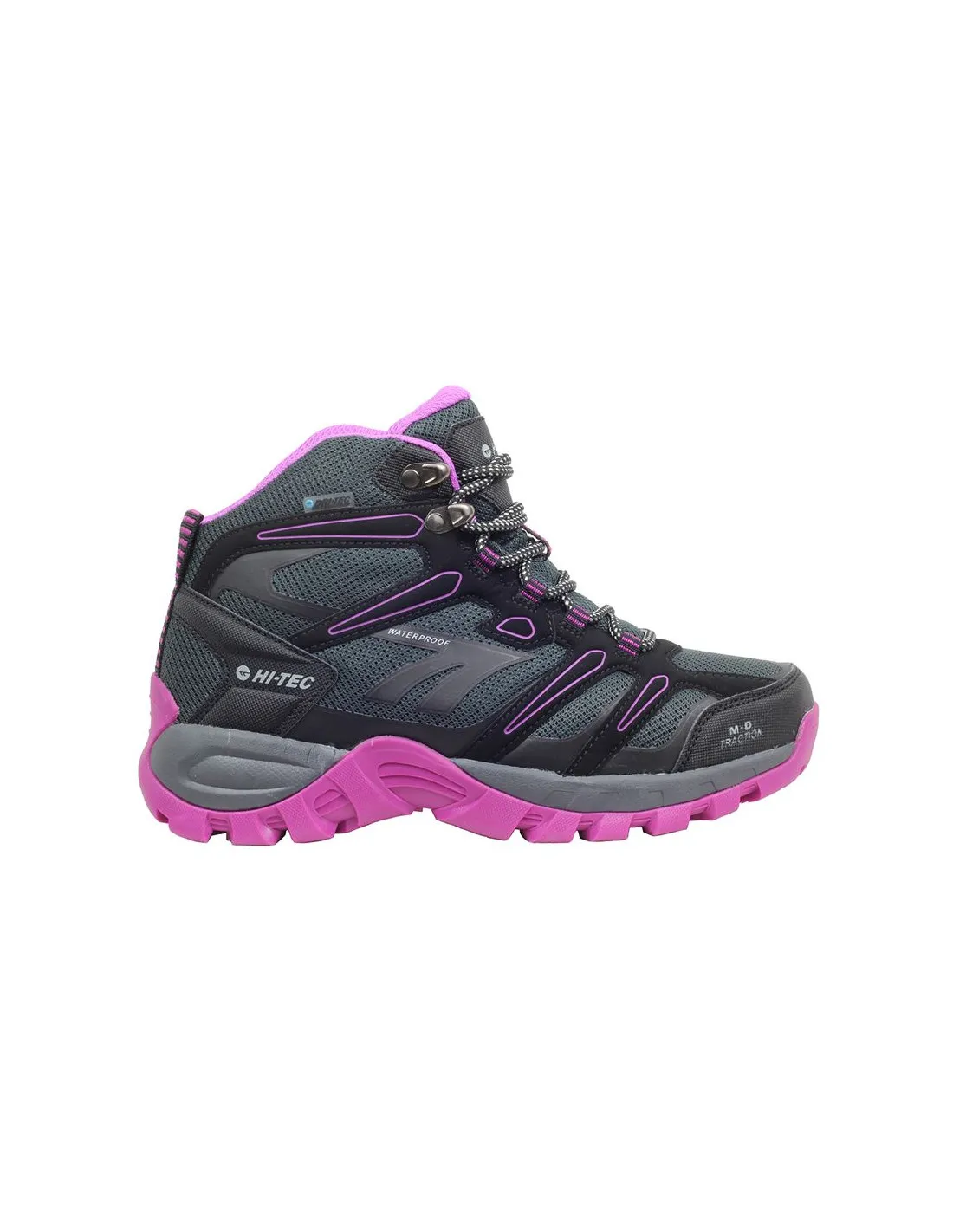 BOTAS DE MONTAñA HITECH MUFLON MID WP MUJER BLACK/CHARCOAL/PURPLE