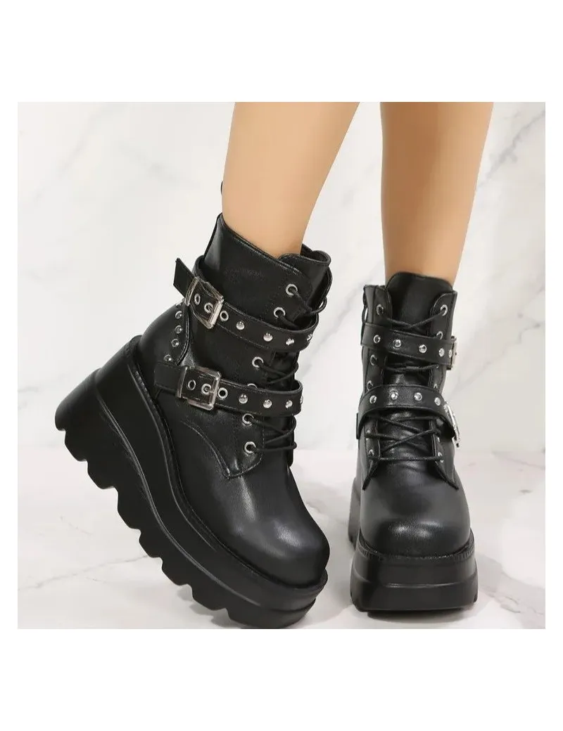 Botas medias mujer con plataforma