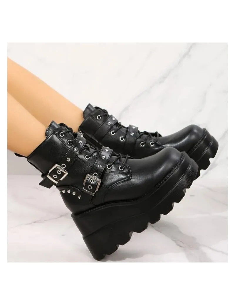 Botas medias mujer con plataforma
