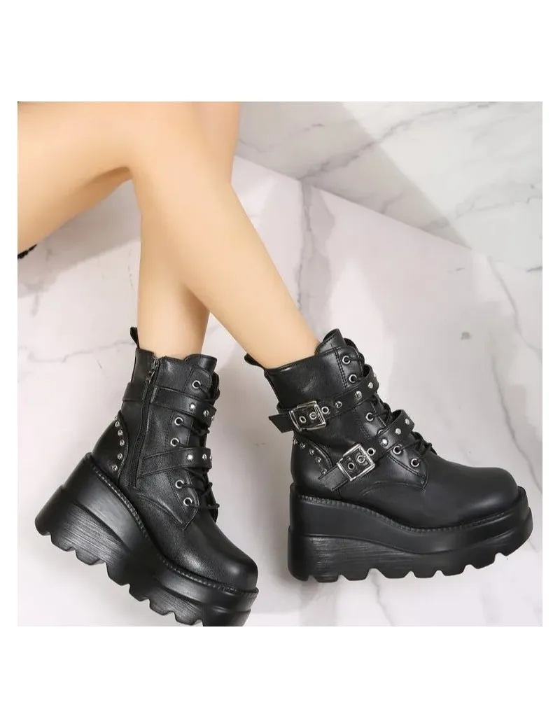 Botas medias mujer con plataforma