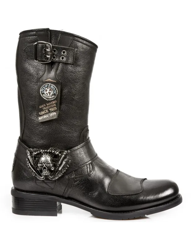 BOTAS MOTERAS ALTAS DE PIEL PARA HOMBRE CON CREMALLERA