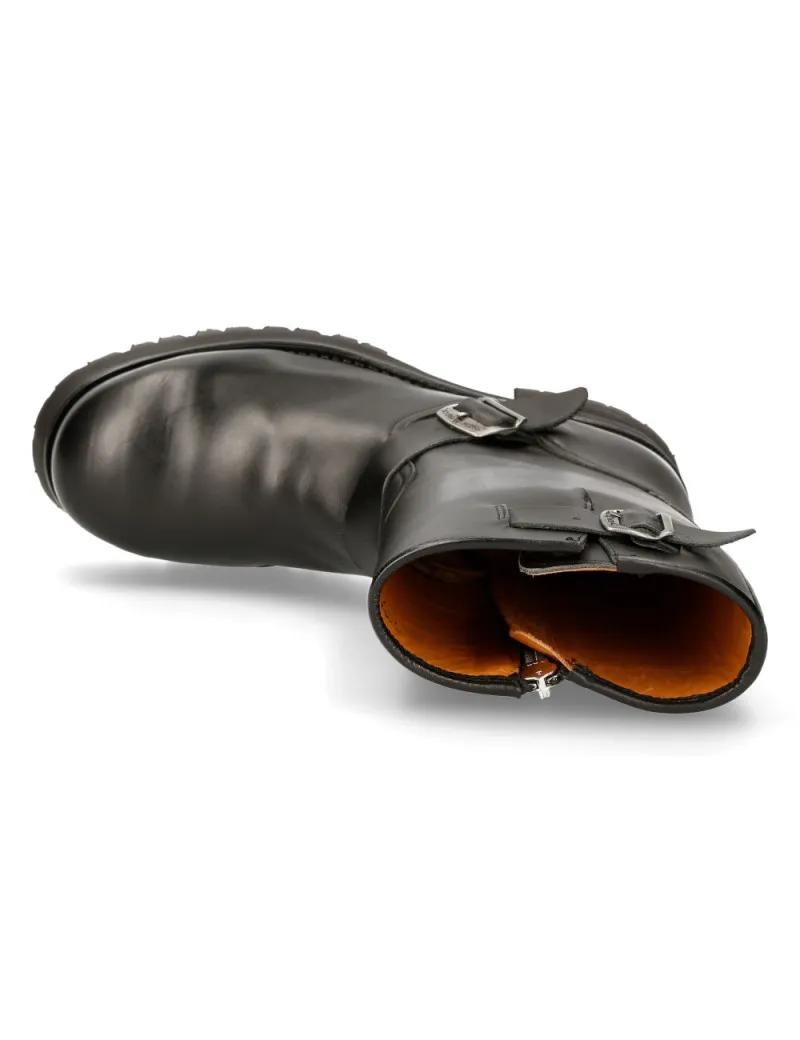Botas moteras negras de piel para hombre