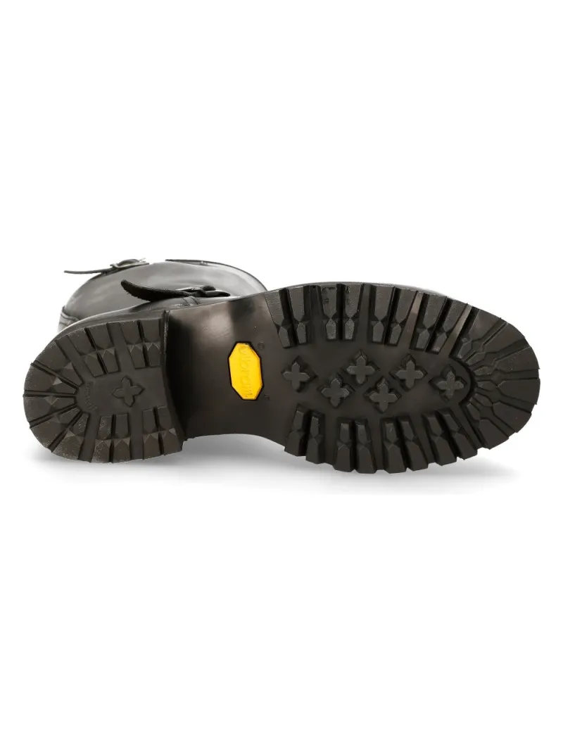 Botas moteras negras de piel para hombre