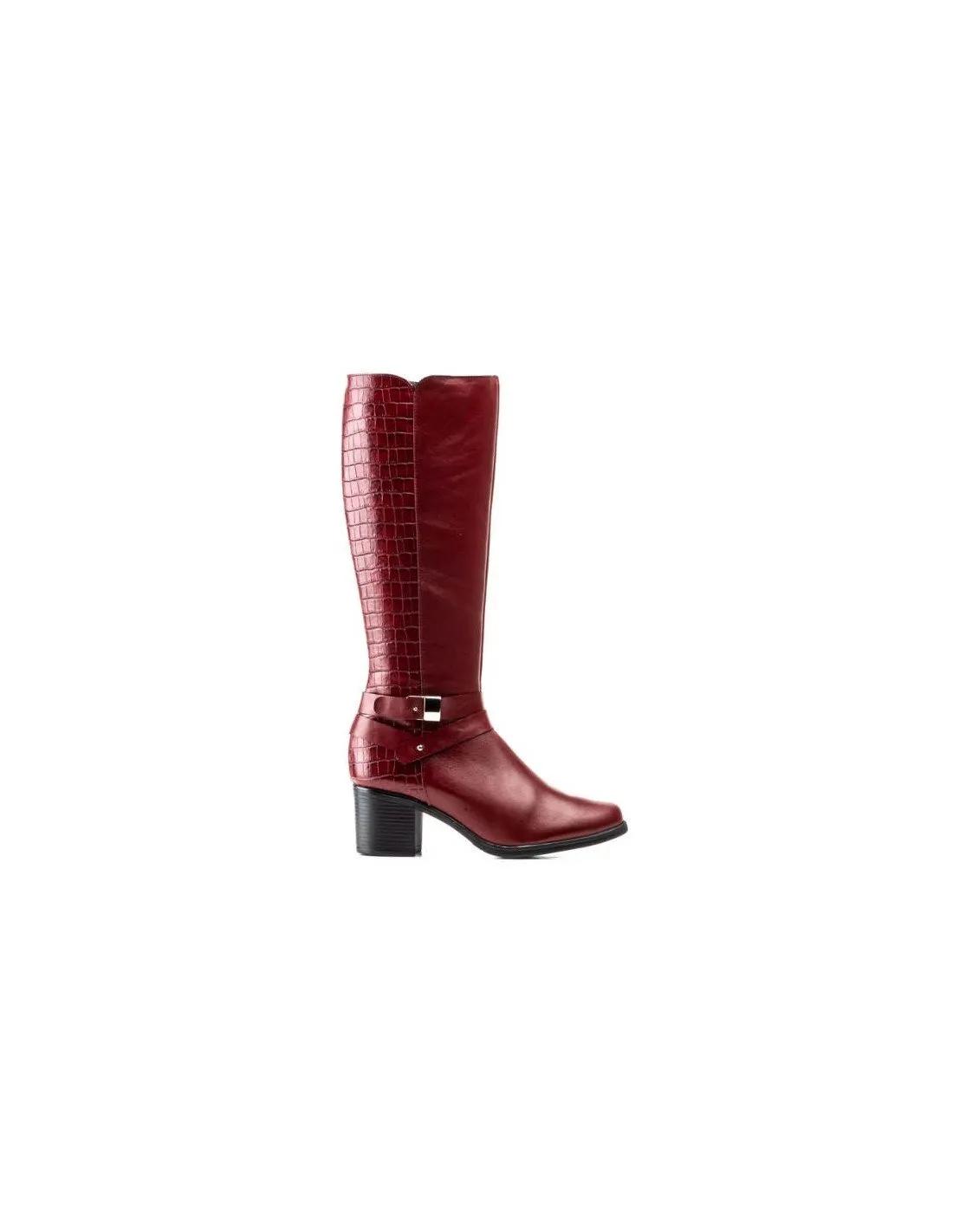 Botas mujer piel burdeos