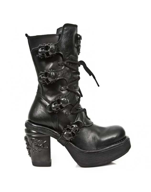 BOTAS PUNK GOTICAS PARA MUJER NEGRAS CALAVERAS