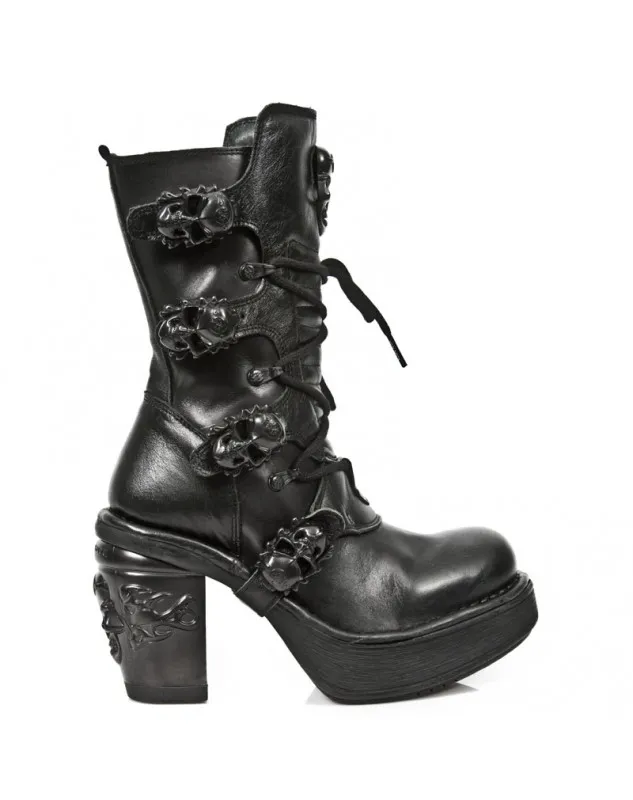 BOTAS PUNK GOTICAS PARA MUJER NEGRAS CALAVERAS