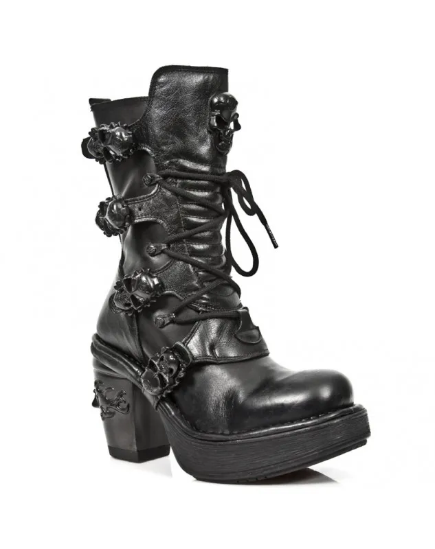 BOTAS PUNK GOTICAS PARA MUJER NEGRAS CALAVERAS